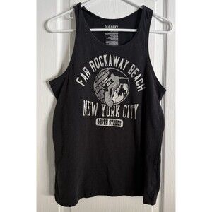 VTG Mens Far Rockaway Beach Tank Top Old Navy Black White 149th St. Sz Small NYC